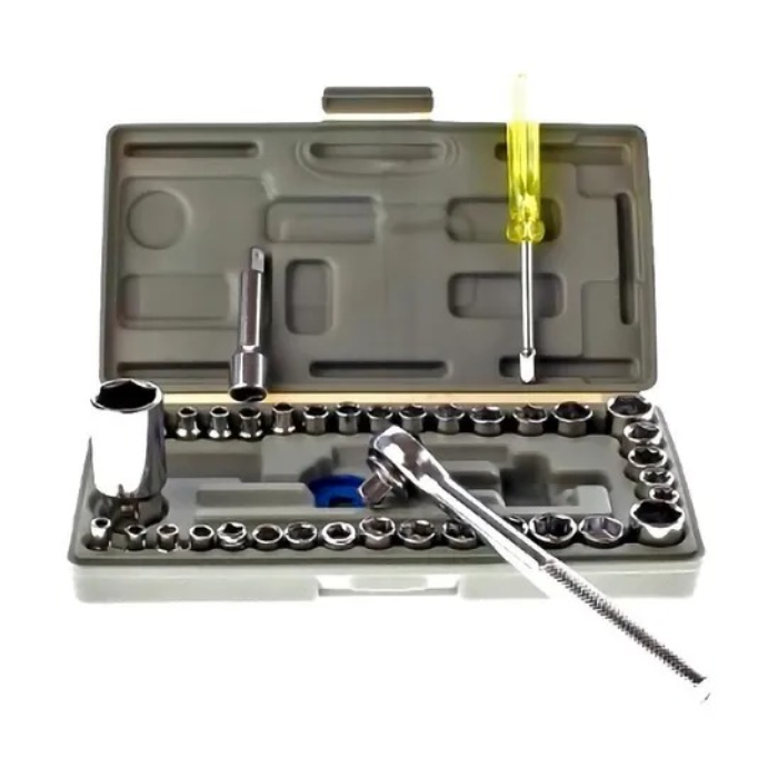 Caja De Herramientas Juego Llave Tubo Kit 40 Piezas Estuche