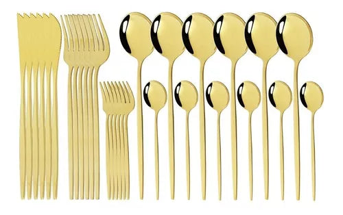 Juego Set Cubiertos X24 Acero Inoxidable Completo Colores