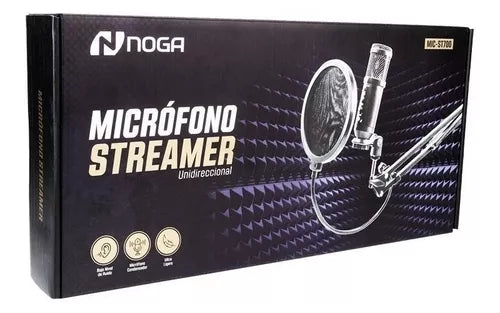 Micrófono Noga MIC-ST700 condensador cardioide unidireccional negro