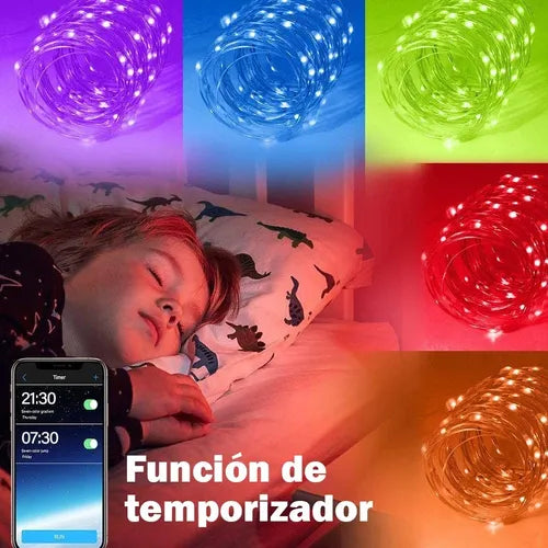 Luz Led Guirnalda Alambre Multicolor App Bluetooth Usb 10m