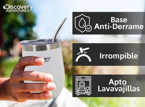 Mate Acero Inoxidable Vaso Térmico Discovery Tapa+ Bombilla (Colores segun stock)