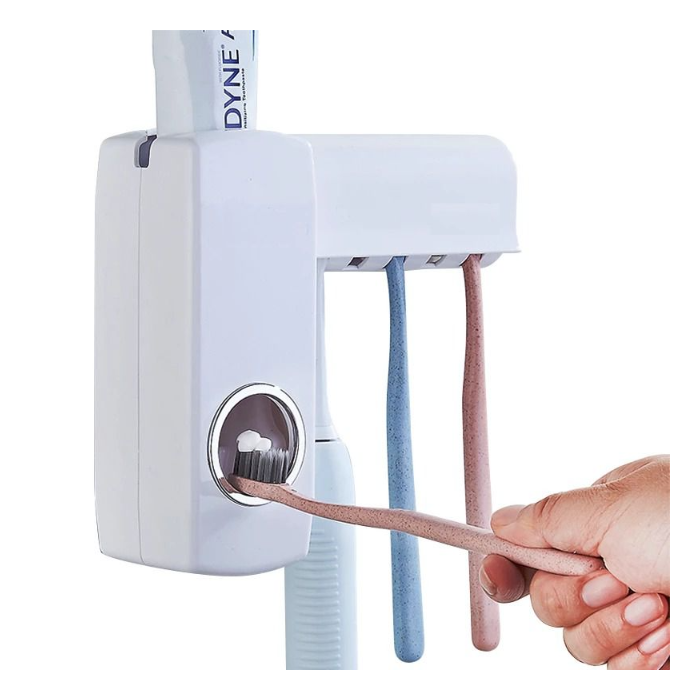 Dispenser Pasta Dental Porta Cepillo 2 En 1 Soporte Dientes