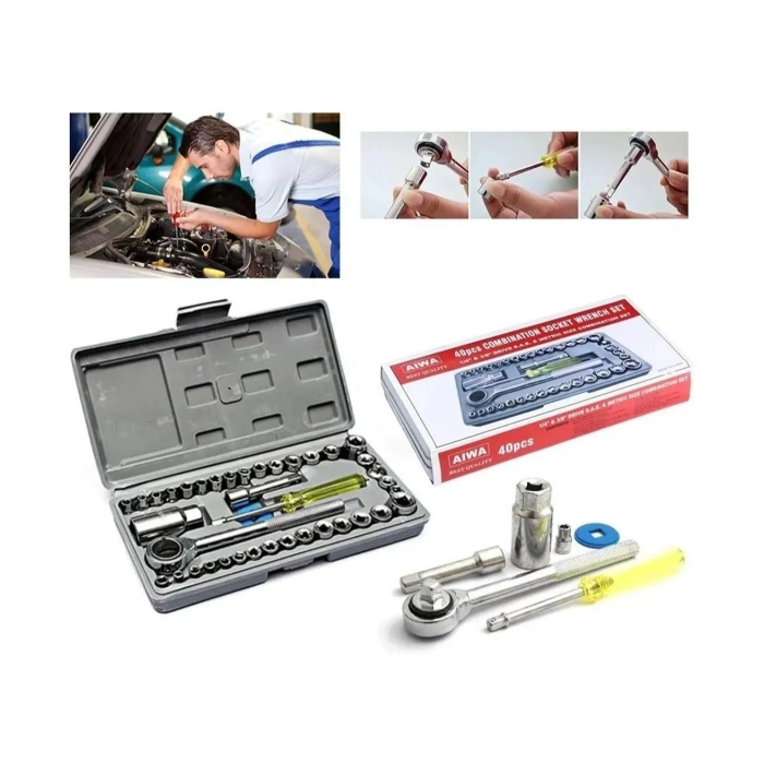 Caja De Herramientas Juego Llave Tubo Kit 40 Piezas Estuche