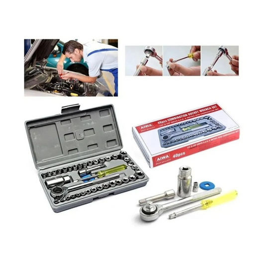Caja De Herramientas Juego Llave Tubo Kit 40 Piezas Estuche