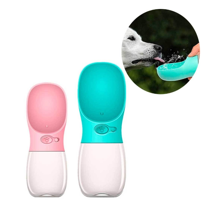 Botella Bebedero Mascota 350ML CELESTE