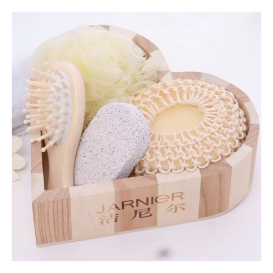 Set De Baño Tocador X6 Caja De Madera Corazón Combinado