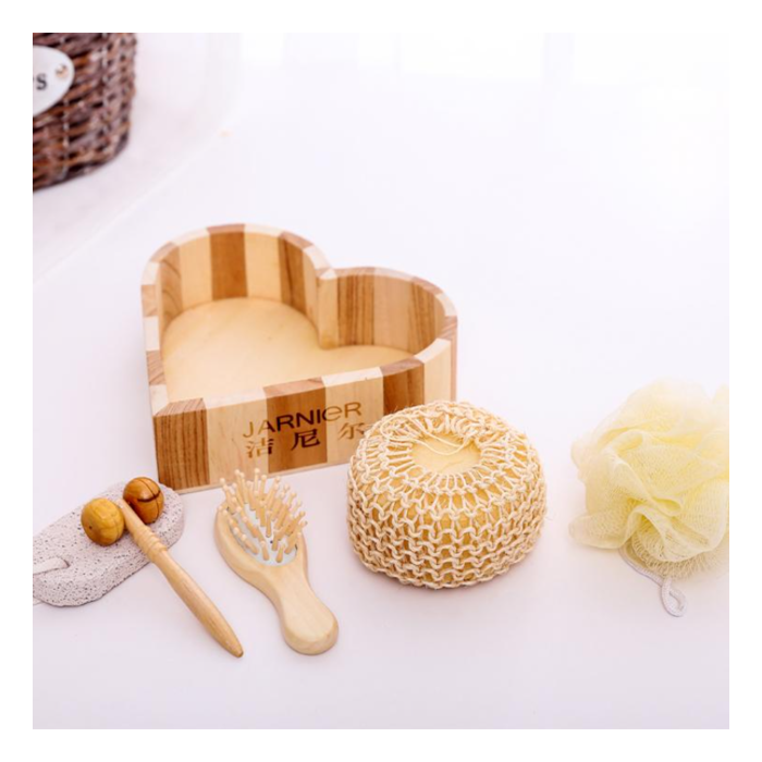 Set De Baño Tocador X6 Caja De Madera Corazón Combinado