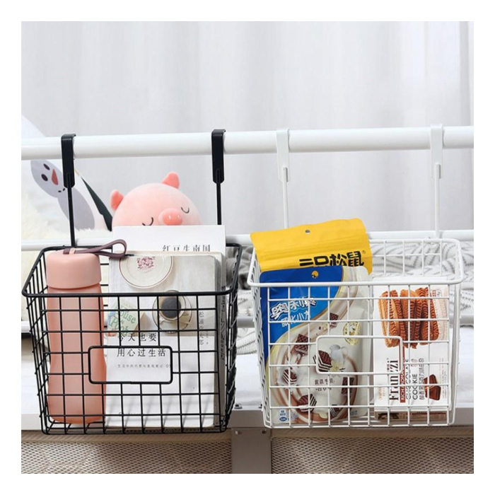 Canasto organizador para puerta cajon colgante metalico especiero (BLANCO O NEGRO)