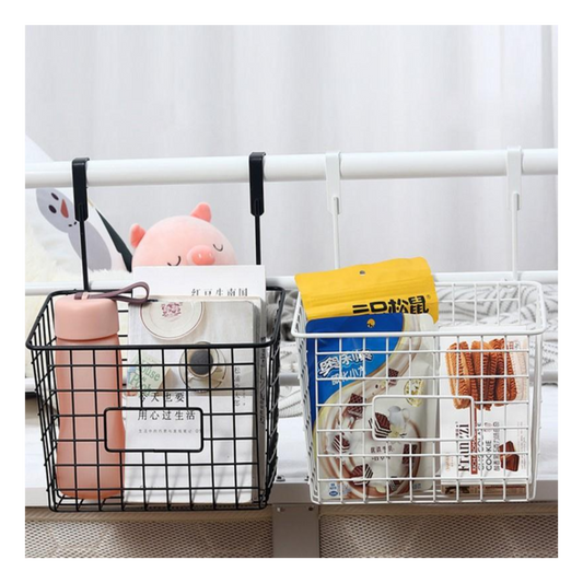 Canasto organizador para puerta cajon colgante metalico especiero (BLANCO O NEGRO)
