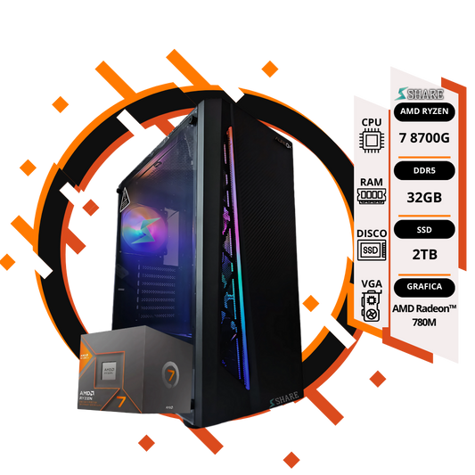 Pc Gamer Ryzen 7 8700G + 32GB + 2TB SSD + gráficos AMD Radeon™