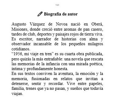 1956, mi viaje en tren - Augusto Vázquez de Novoa - Libro Tapa Blanda