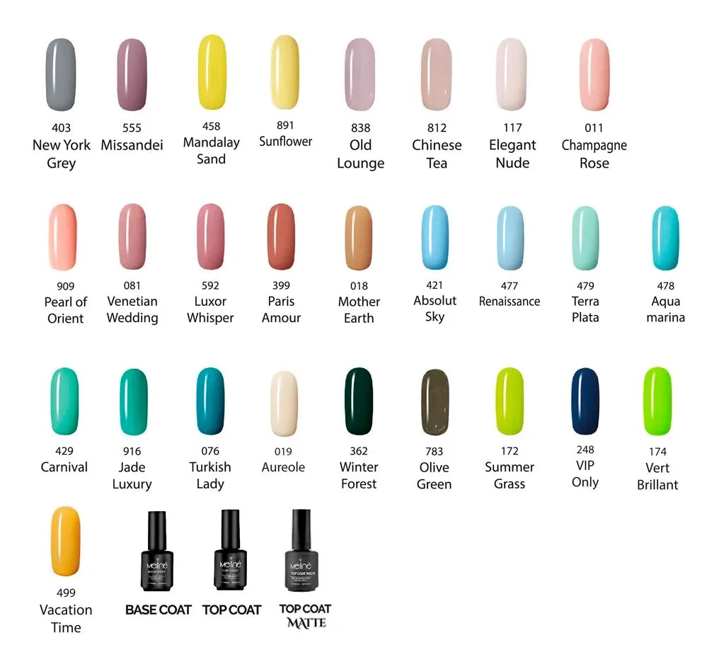 Set Esmaltes Semipermanente + Removedor + Limas Meline