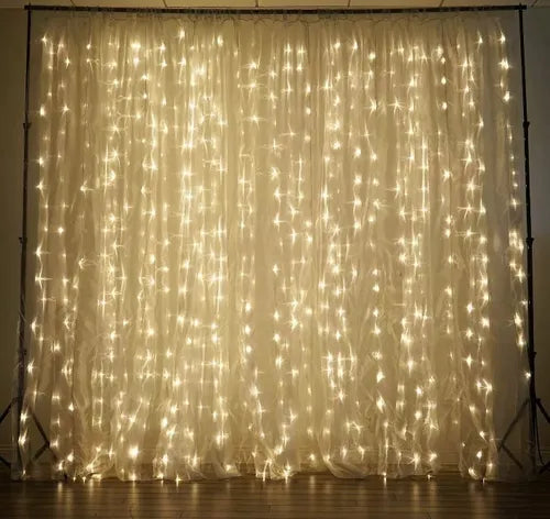 Cortina Lluvia Led Calida 3x3 M 16tiras 220v