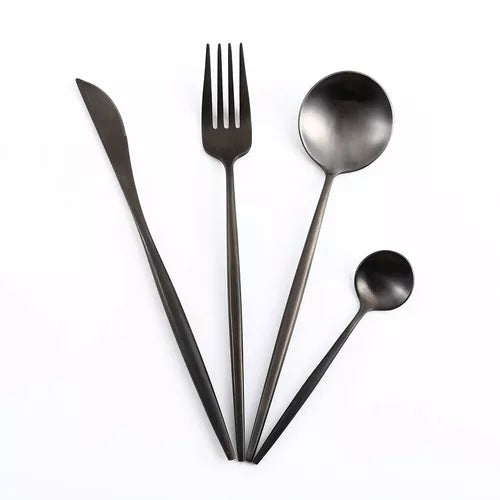 Set Cubiertos X24 Dorado Italy Acero Inoxidable Luxury Fino