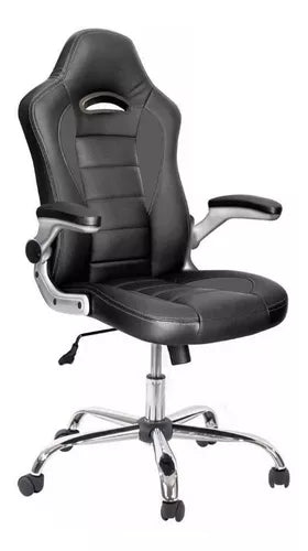 Silla de escritorio Baires4 PS4 ergonómica negra con tapizado de cuero sintético