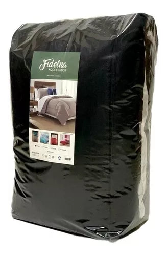 Acolchado 1 Plaza Y Media Edredon Reversible Liso Abrigado (Color segun stock)