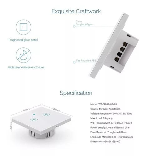 Llave Luz Wi Fi Inteligente Táctil Smart Switch Ewelink