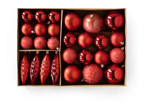 Set De 31 Adornos Surtidos Para Árbol Rojos