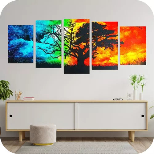 Cuadro Arbol De La Vida Color 4 Estaciones Año Poliptico