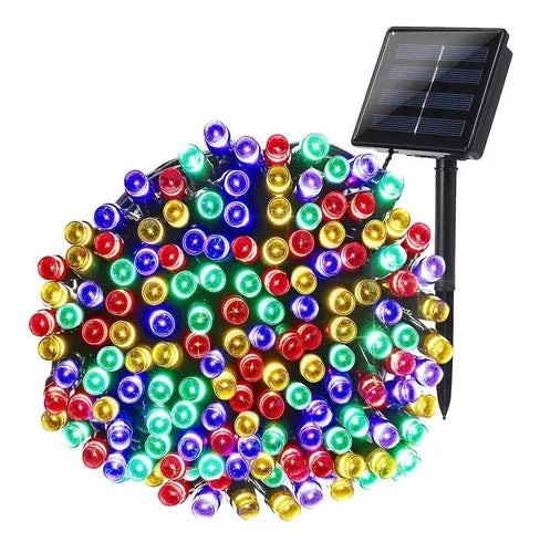 Luces Multicolores Solar Navideña 200 Led 20m Exterior Hogar