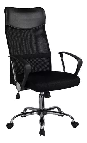 Silla de escritorio Baires4 Ejecutiva mesh negra con tapizado de mesh y cuero sintético