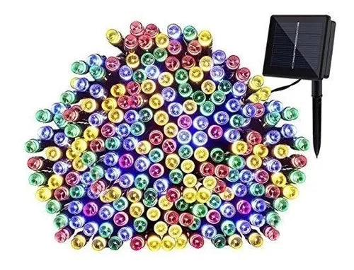 Luces Multicolores Solar Navideña 200 Led 20m Exterior Hogar