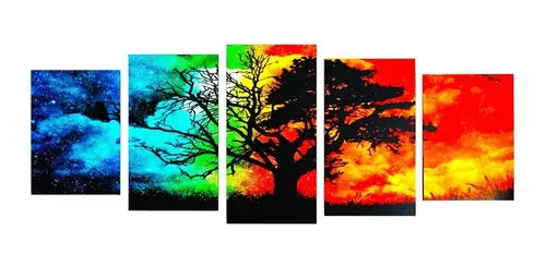 Cuadro Arbol De La Vida Color 4 Estaciones Año Poliptico