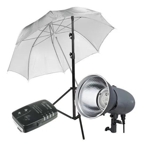 Kit Flash Estudio Vl 200w Visico Sombrilla Pie Emisor Remoto