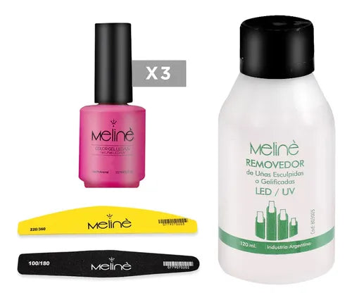 Set Esmaltes Semipermanente + Removedor + Limas Meline
