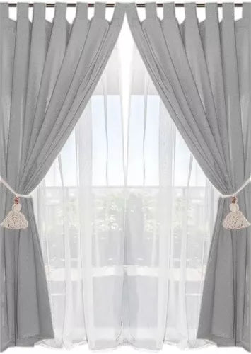 Cortina De Ambiente 2 Paños De 150x210 Tela Madrás Colores