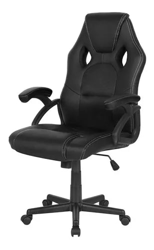 Silla de escritorio DeSillas Pro gamer Momentum negra con tapizado de cuero sintético y mesh