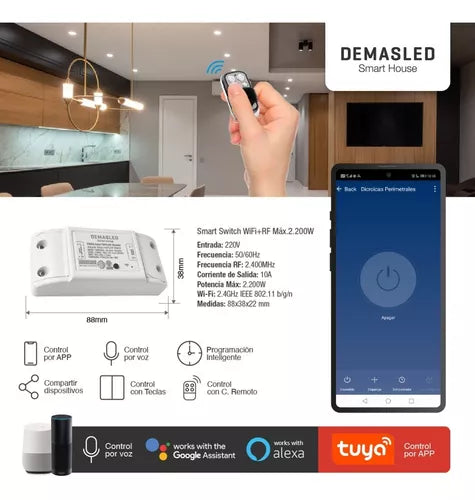 Interruptor Inteligente Wifi 433mhz Domotica Smart Demasled