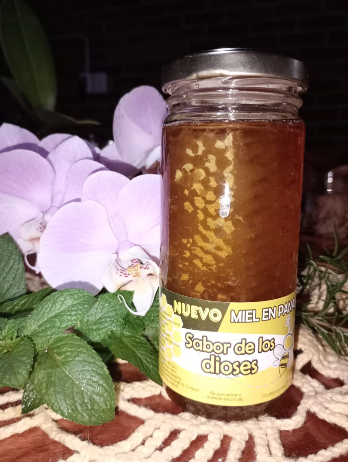 Miel Pura Cruda en Panal Natural 250gr Frasco de Vidrio 🍯🇦🇷 / MIEL-PAN-250