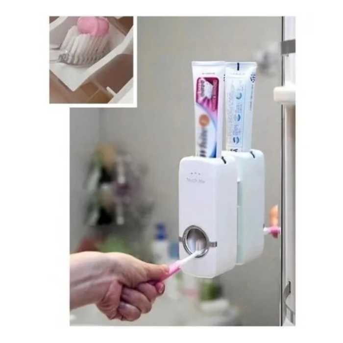 Dispenser Pasta Dental Porta Cepillo 2 En 1 Soporte Dientes