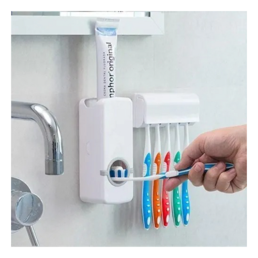 Dispenser Pasta Dental Porta Cepillo 2 En 1 Soporte Dientes