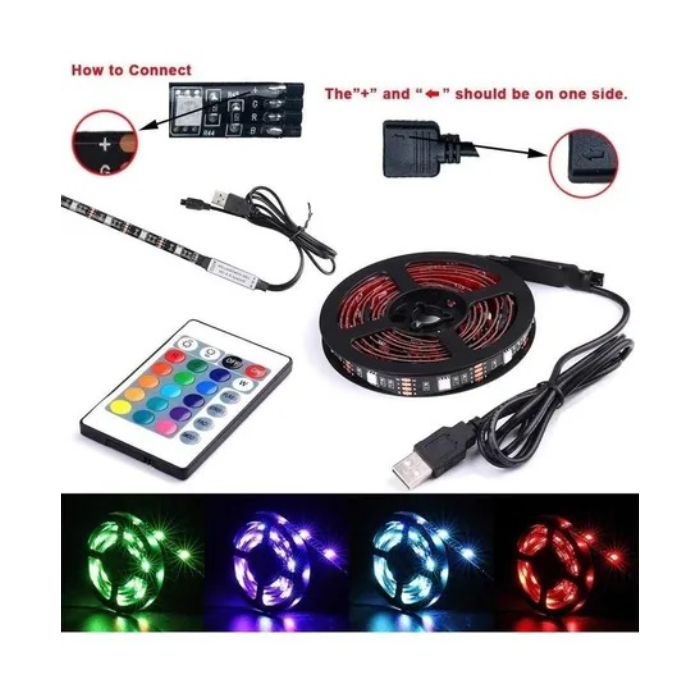 Tira Luces Led Kit Completo Rgb 3528 Control Fuente Colores