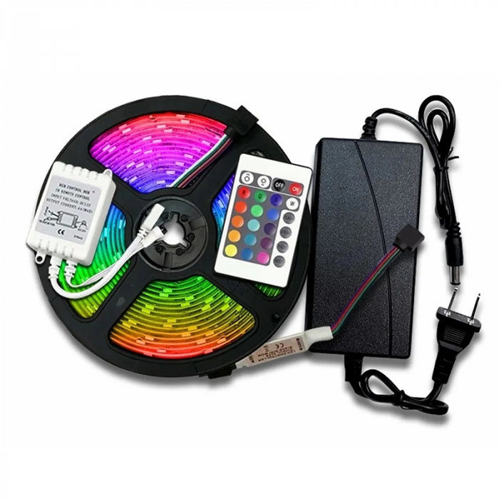 Tira Luces Led Kit Completo Rgb 3528 Control Fuente Colores