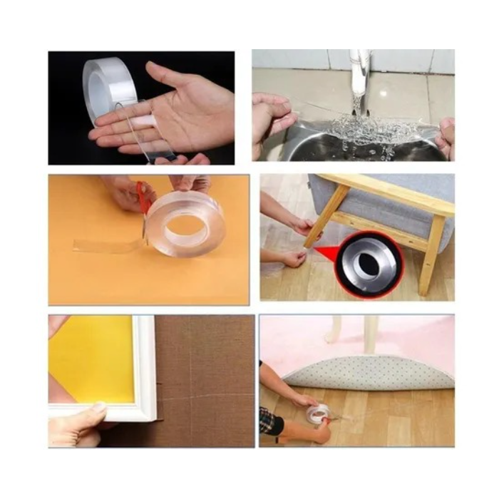 Cinta Multifuncional Adhesiva Doble Faz Reutilizable Lavable