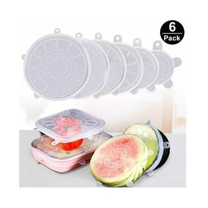 Tapa Silicona Multiuso Tapas X6 Ajustable Fruta Verdura Olla