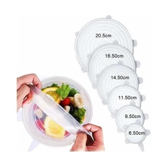 Tapa Silicona Multiuso Tapas X6 Ajustable Fruta Verdura Olla