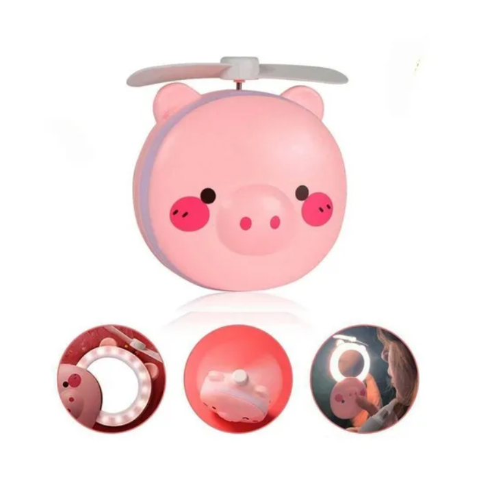Ventilador Con Espejo Y Aro De Luz Recargable Maquillaje Usb